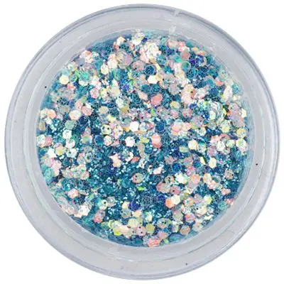 Világoskék nail art hatszög csillámporban, 1mm