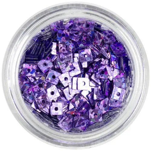 Holografikus négyzet - világoslila nail art lyukas dísz