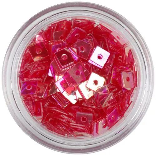 Körömdísz - világospiros lyukas négyzetek