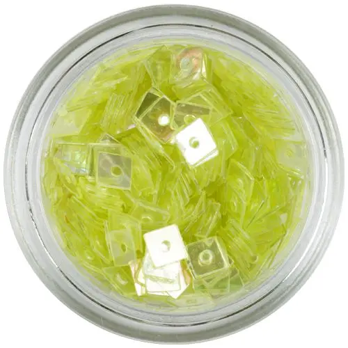 Díszítő lyukas négyzetek - sárgászöld