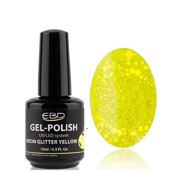 UV gél lakk – NEON GLITTER YELLOW 236, 15ml/gél lakk készítés