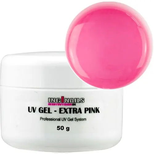 UV zselé Inginails - Extra Pink, egyfázisú átlátszó, 50g/műköröm építő zselé