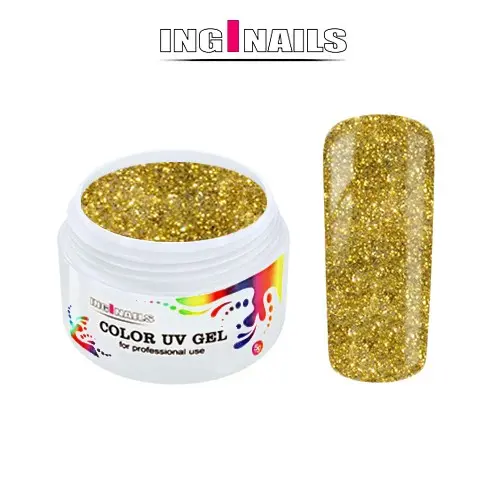 UV zselé, színes Inginails - Gold Glitter 5g