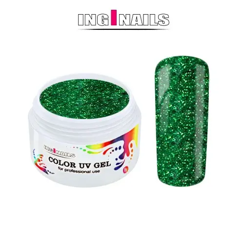 UV zselé, színes Inginails - Green Glitter 5g