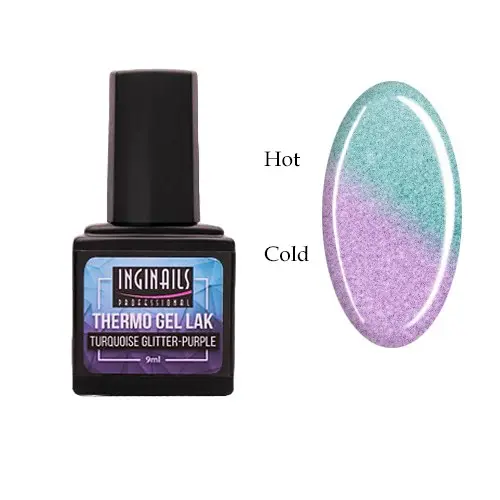 Színes thermo gél lakk Inginails Professional - Turquoise Glitter-Purple