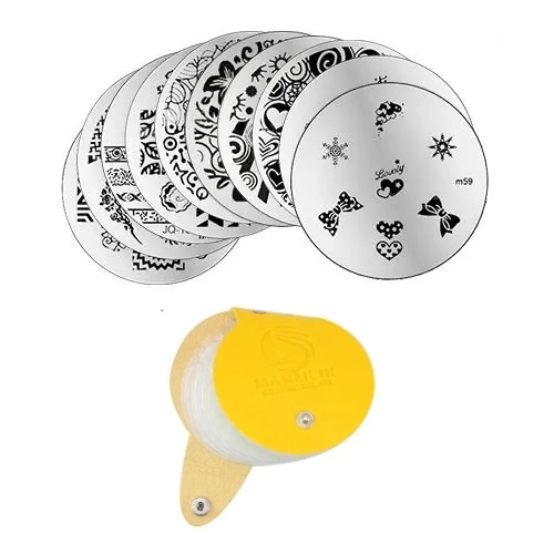 Készlet 10db pecsételő mintakorongból és mintakorong tartóból