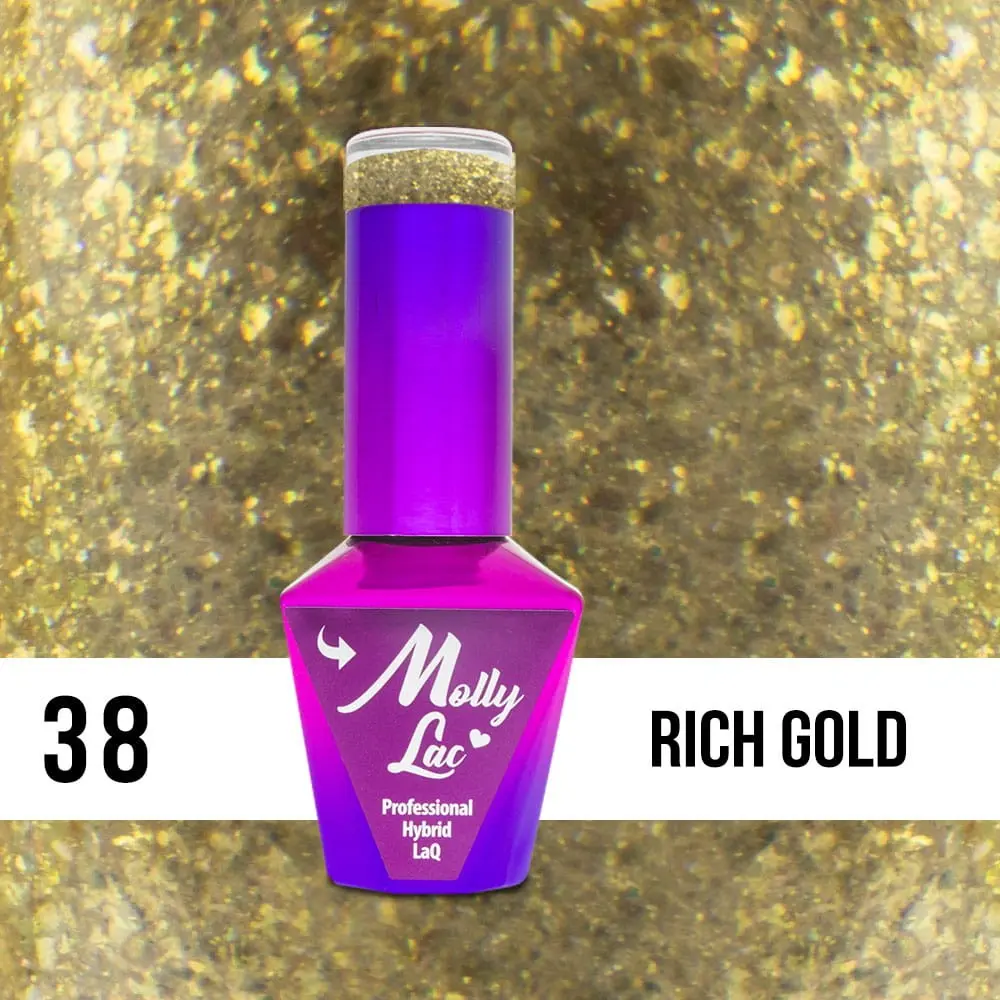 MOLLY LAC UV/LED gél lakk Queens of Life - Rich Gold 38, 10ml/gél lakk készítés
