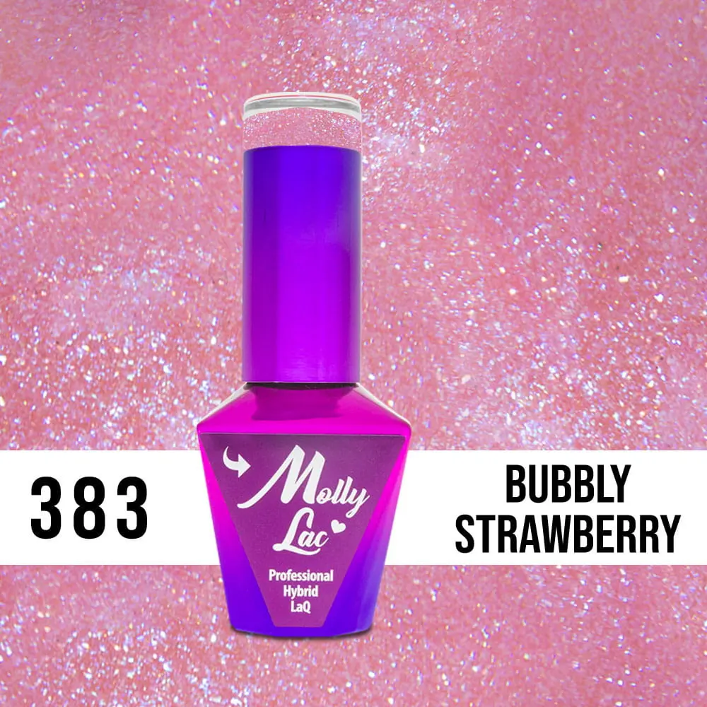 MOLLY LAC UV/LED gél lakk Wedding Dream and Champagne  - Bubble Strawberry 383, 10ml/gél lakk készítés