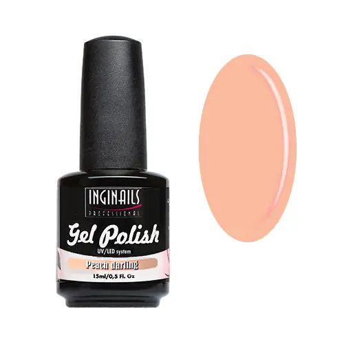 UV/LED színes gél lakk Inginails Professional 15ml - Peach Darling/gél lakk készítés