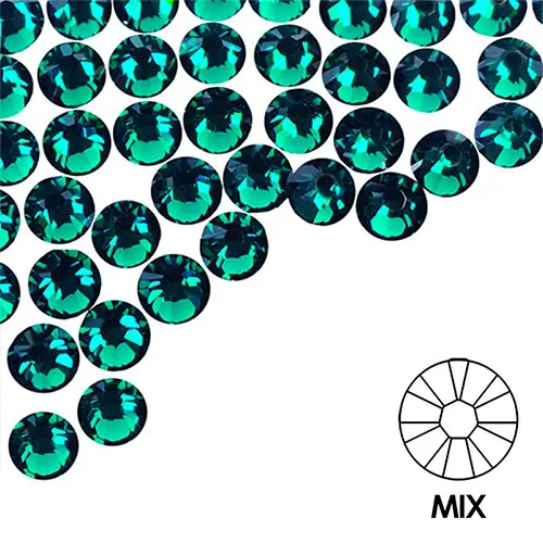 Körömdíszítő kövek - MIX - sötétzöld színben, 100db