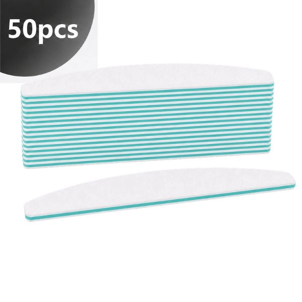 50 db – Fehér körömreszelő – íves forma, zöld közép, 100/180-as szemcseméret