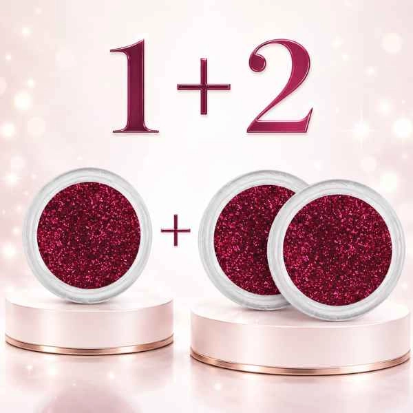 Glitteres díszítőpor – rózsaszínes piros - 1+2 INGYENES AKCIÓ