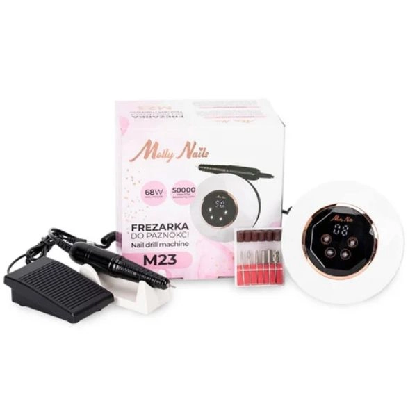 MollyNails 68 W-os M23 elektromos körömcsiszoló, 50 000 ford./perc, fehér