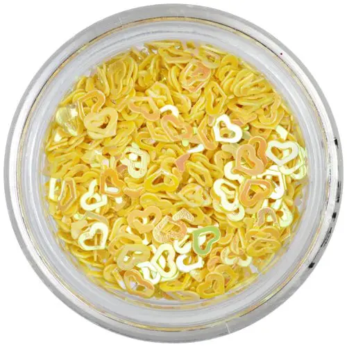 Flitteres ívelt szívecskék – sárga