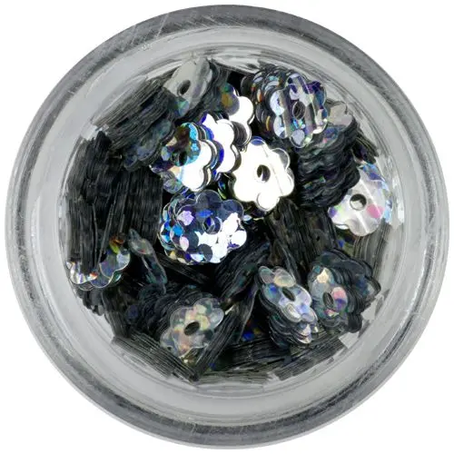 Ezüstszínű lyukas virágok - hologrammos visszfény