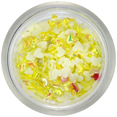 Plasztik-textil körömdíszek - sárga szívecskék