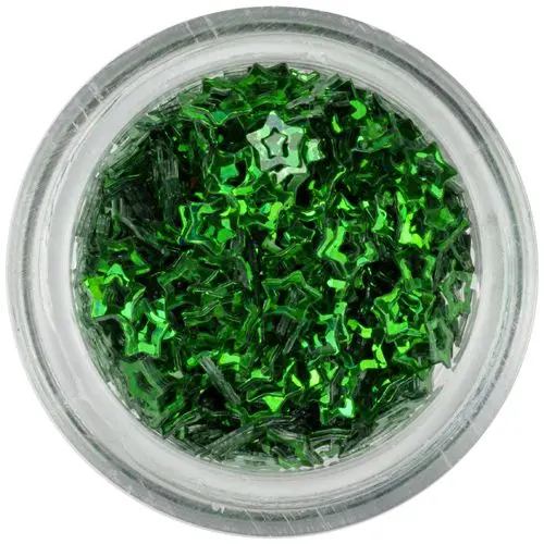 Flitter - ívelt lyukas csillagok, sötétzöld