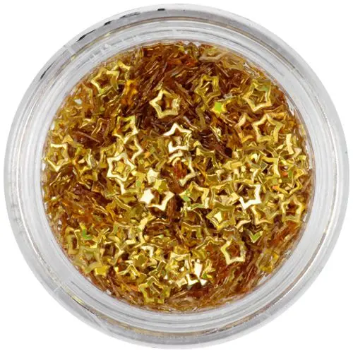 Körömdísz - arany csillag, hologramm