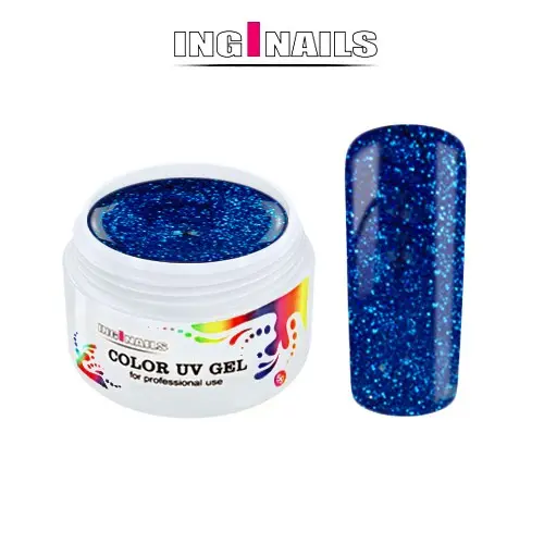 Színes UV zselé Inginails 5g - Blue Glitter