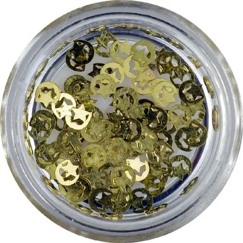 Fém körömdísz - mini holdacskák csillaggal