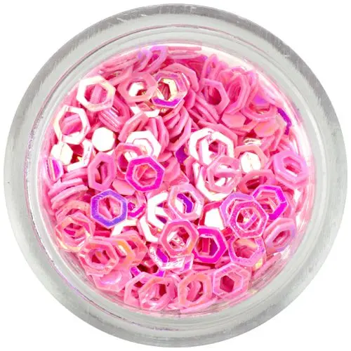 Flitterek - ívelt hatszögek, világos rózsaszín