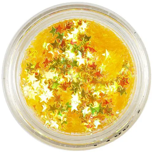 Sárga nail art csillagocskák