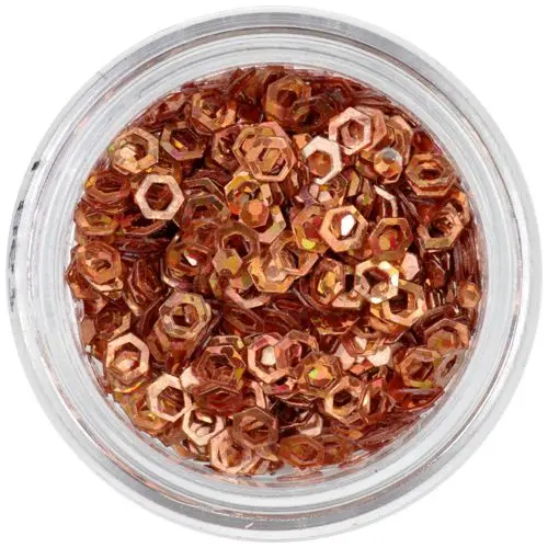 Hologrammos dísz - rézvörös hatszög, ívek