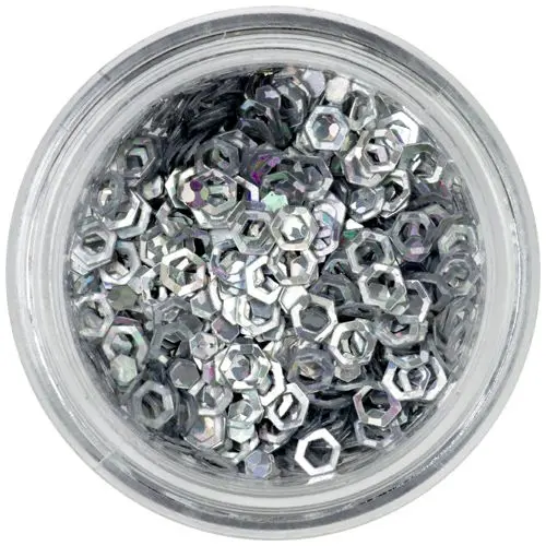 Hologrammos hatszögek - ezüst, ívek