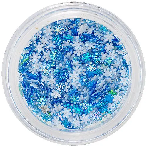 Világoskék körömdíszek - 3D virágocskák, mini