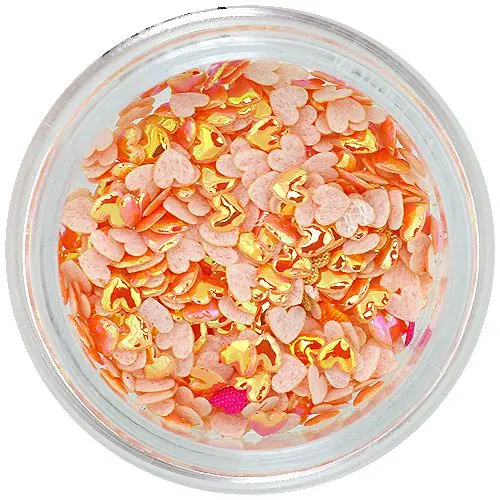 Körömdekoráció - narancssárga 3D szívecskék