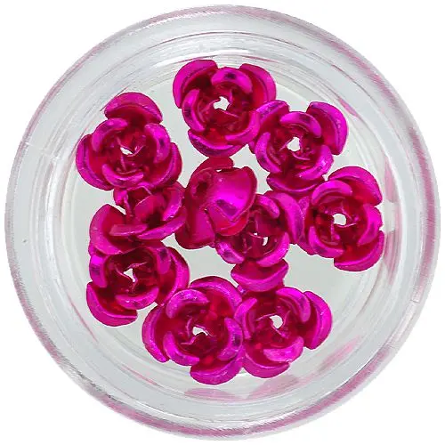 Körömdísz, 10db - ciklámen színű kerámia rózsa