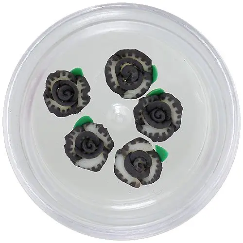 Körömdíszek - akryl virágocskák, fekete-fehér