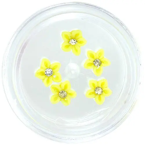 Körömdíszek - akryl virágocskák, sárga