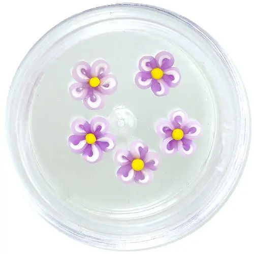 Akryl virágocskák – lilásfehér, sárga közép