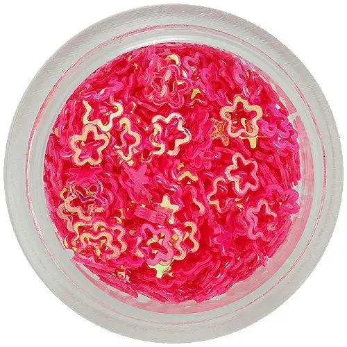 Körömdísz - pirosas rózsaszín virágok, ívek