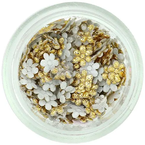 Textil virágocskák körömdíszítésre - aranyszínű