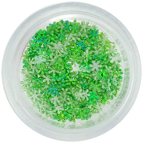 Textil virágocskák körömdíszítésre - zöld, kicsi