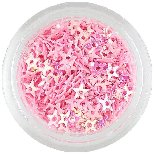 Körömdíszek - lyukas csillagok, világos rózsaszín