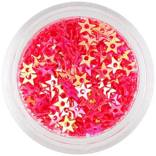 Körömdíszek - lyukas csillagok, pirosas narancssárga