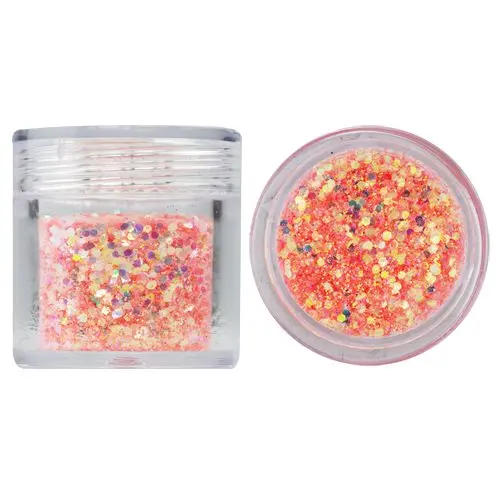 Hatszög csillámporban, 1mm - narancssárga, 10g