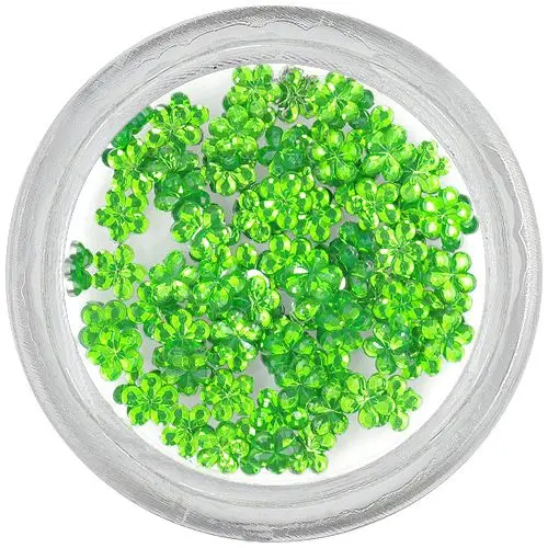 Zöld kövecskék, virágocskák/strasszkő