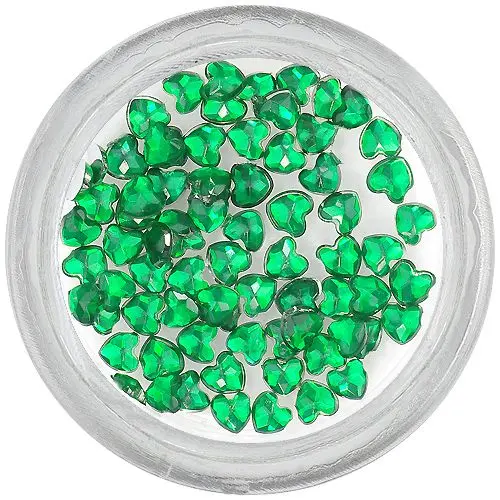 Smaragdzöld körömdísz - szívecske kövek