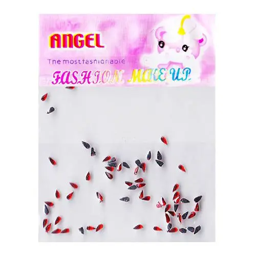 Piros körömdíszítő kövek tasakban – könnycseppek, 50db