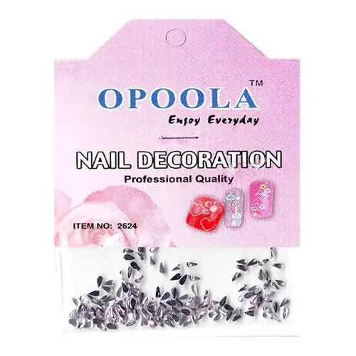 Világos rózsaszín körömdíszek tasakban - könnycsepp kövecskék, 50db