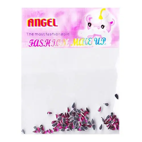 Ciklámen színű körömdíszítő kövek tasakban – könnycseppek, 50db