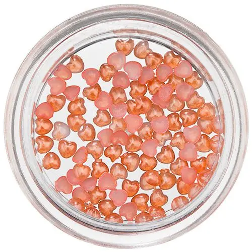 Narancssárga nail art díszek - gyöngyházas szívecskék