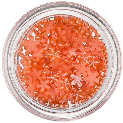 Narancssárga nail art díszek - gyöngyházas virágok