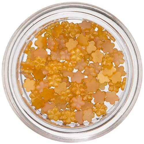 Kis körömdíszítő virágocskák - sárgás narancssárga, gyöngyházfényes