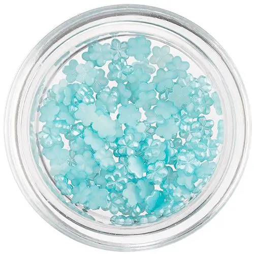 Kis virág alakú gyöngyházfényes díszek – türkizkék