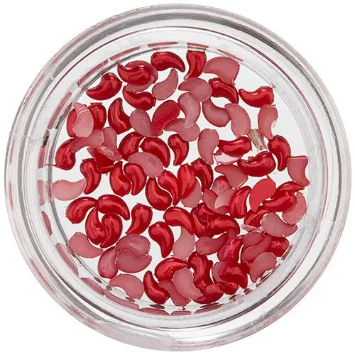 Körömdíszítésre szolgáló piros hajlított könnycseppek, gyöngyház